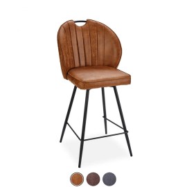 Chaise bar tissu vintage cognac - Louna