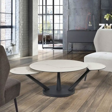 Table basse extensible ouverte céramique marbré - Chicago