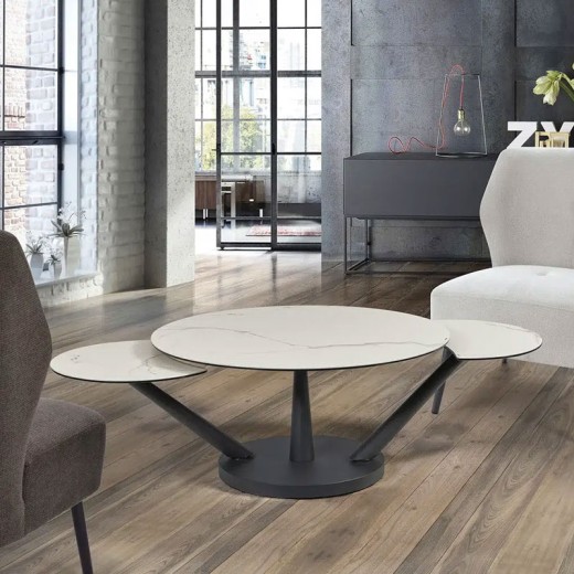Table basse extensible ouverte céramique marbré - Chicago