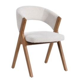 Chaise rétro bois et tissu - KYARA ECRU