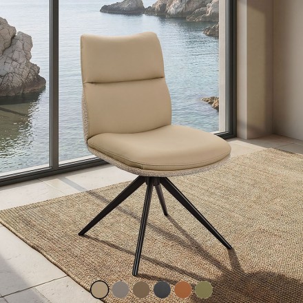 Chaise pivotante cuir beige - EVA