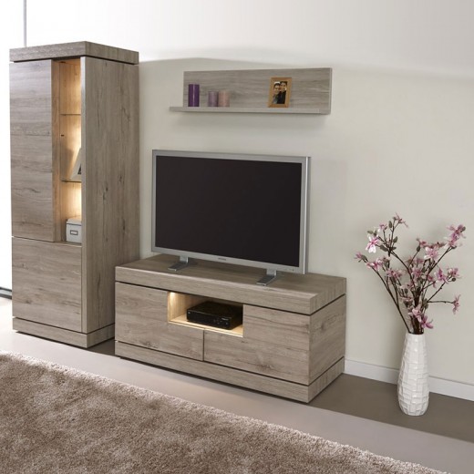 Meuble TV 125cm en mélaminé gris ETNA