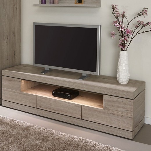 Meuble TV 180cm en mélaminé gris ETNA