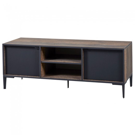 Meuble TV 140cm en mélaminé fonçé PERUGIA