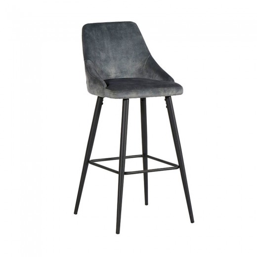 Chaise bar métal tissu argent Lou