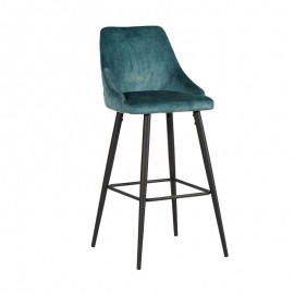 Chaise bar métal tissu pétrole Lou
