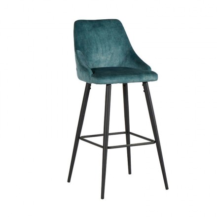 Chaise bar métal tissu pétrole Lou